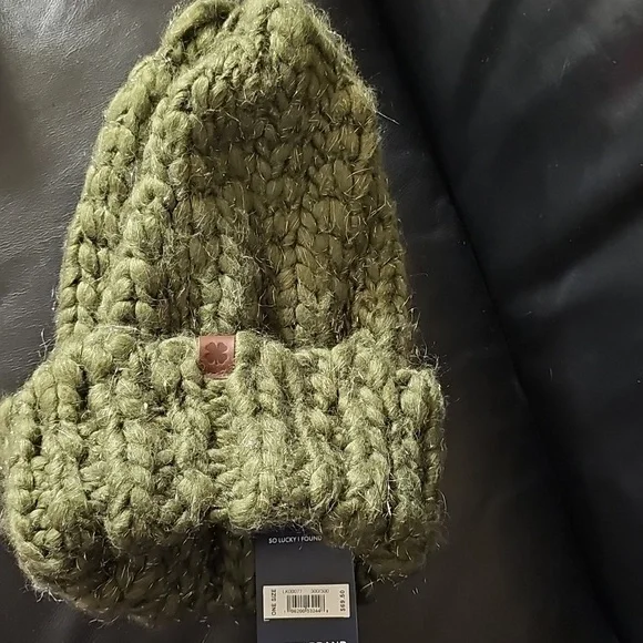 Lucky Brand Olive Green Knit Beanie New With Tags One Size Fits All - Picture 10 of 11